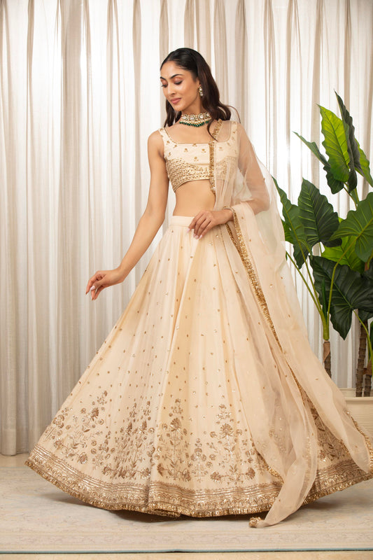 Cream Lehenga Set