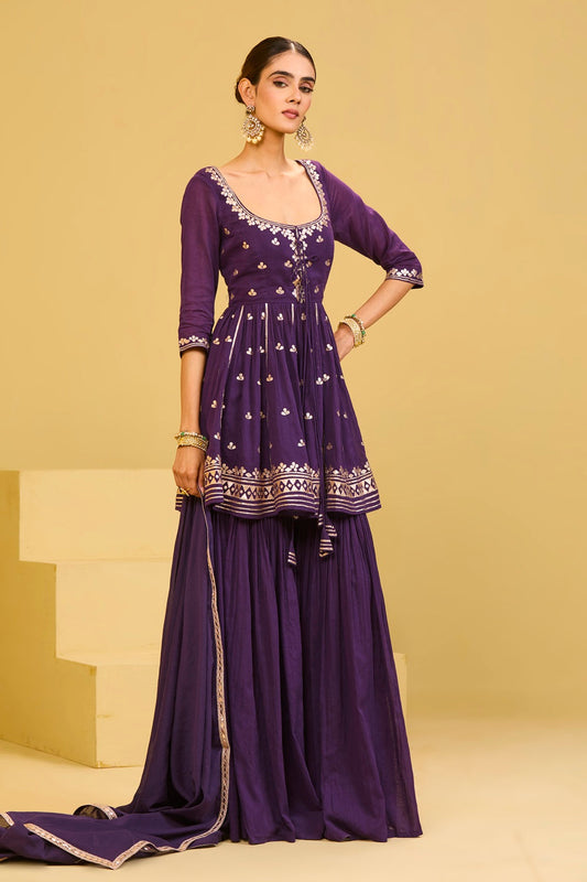 Purple Cotton Sharara Set