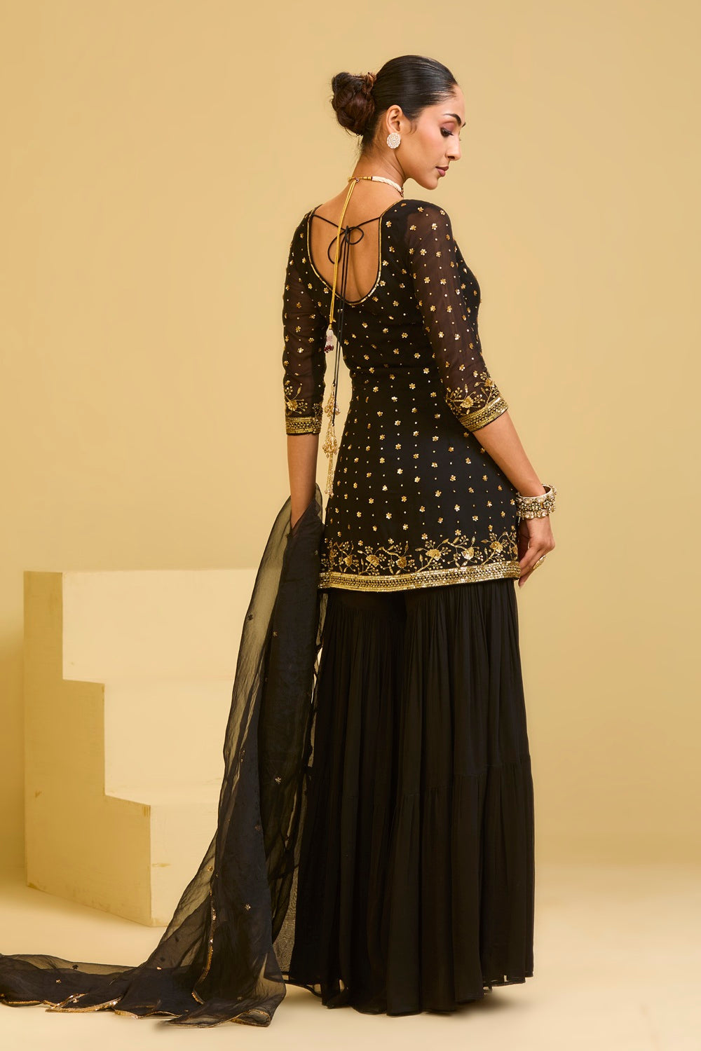Black Sharara Set