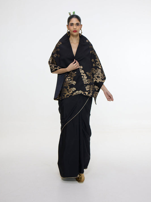 Handwoven Onyx Silk Shawl