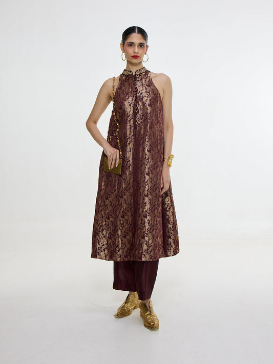 Handwoven Cherry Red Kurta Set