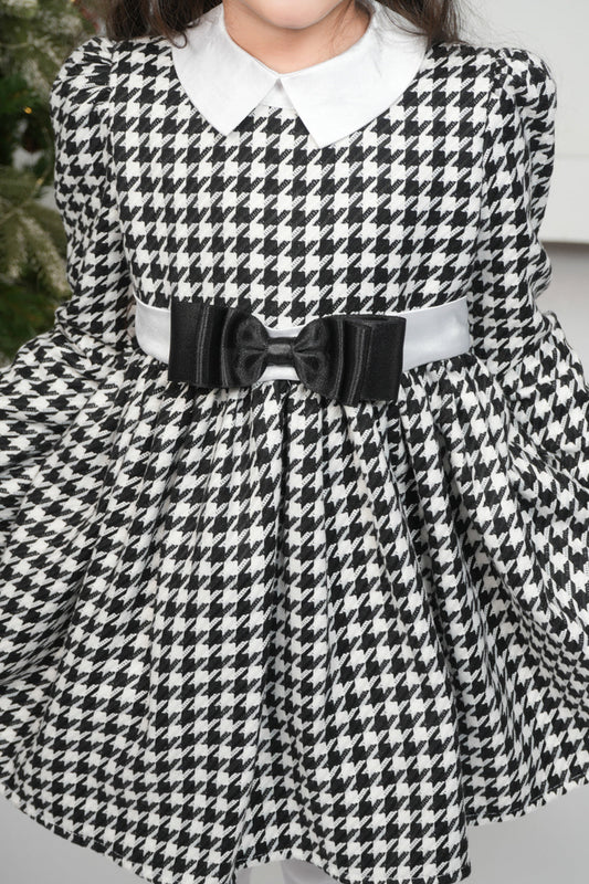B/W HOUNDSTOOTH DRESS