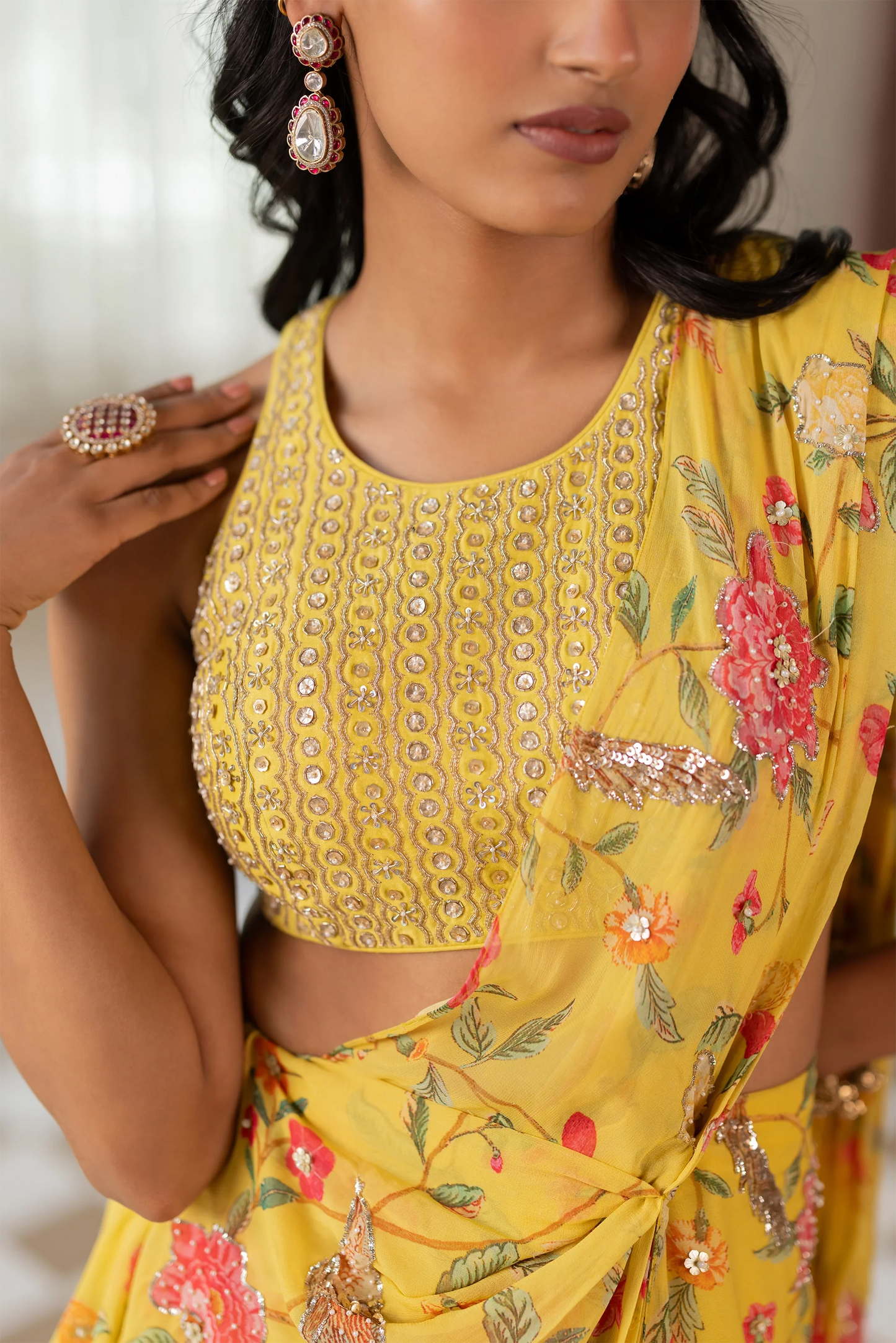 EMILY SAREE SET – MULTICOLOURED
