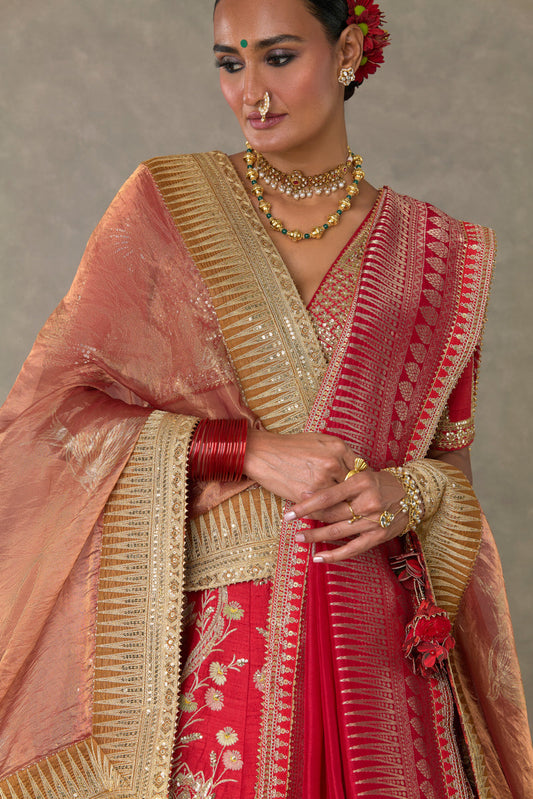 Red Bagh-E-Bahar Lehenga