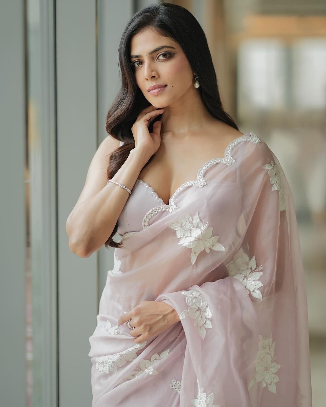 Powder Lilac Gul Saree Set ( MALAVIKA MOHANAN )