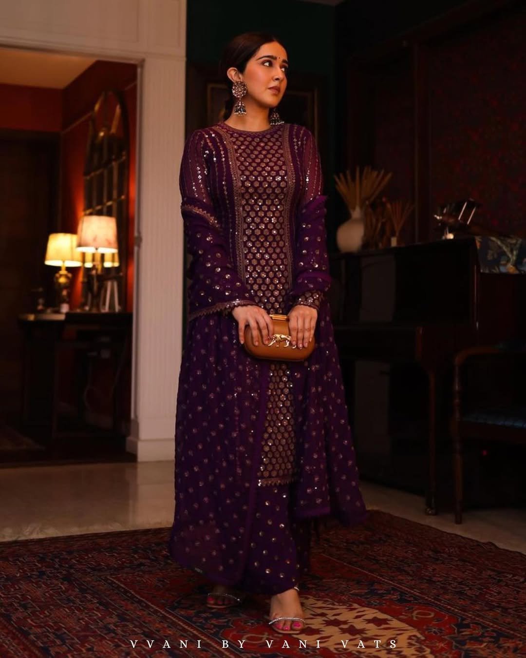 Chand Purple Kurta Palazzo Set (SANJANA BATRA)