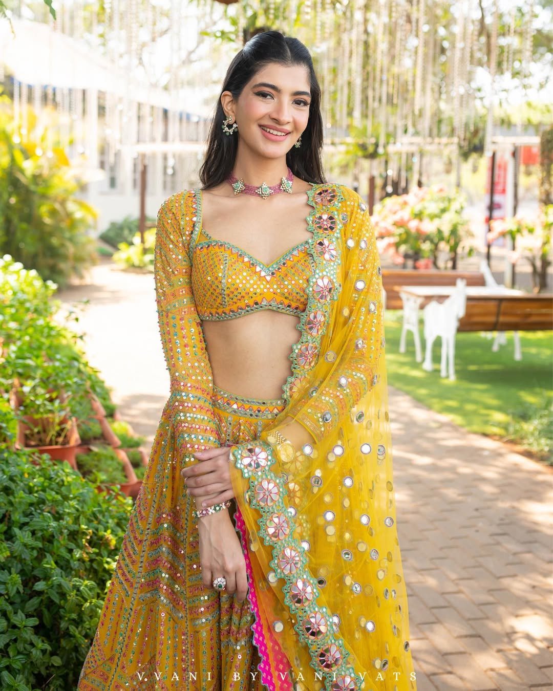 Yellow Heavy Multi Color Lehenga Set (HANNA KHAN)
