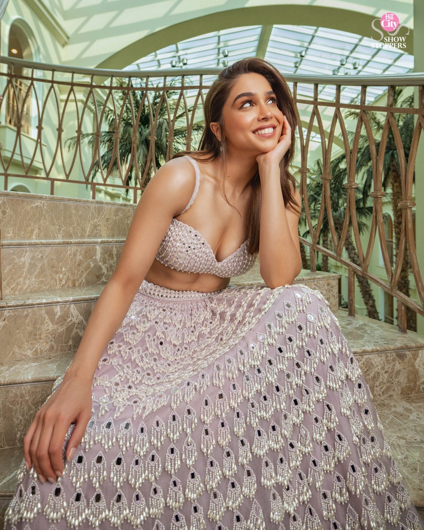Chandelier Pearl Drop Lehenga Set ( SHARVARI )