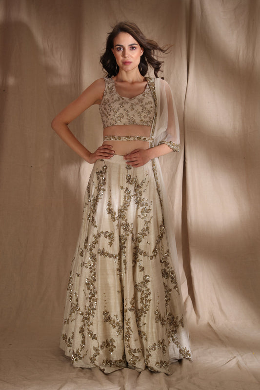Ivory And Gold Lehenga