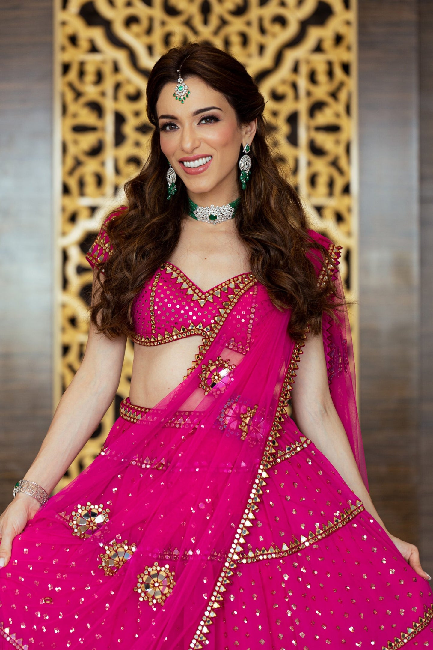 Maia Sethna In Fuschia Multi Tier Lehenga Set