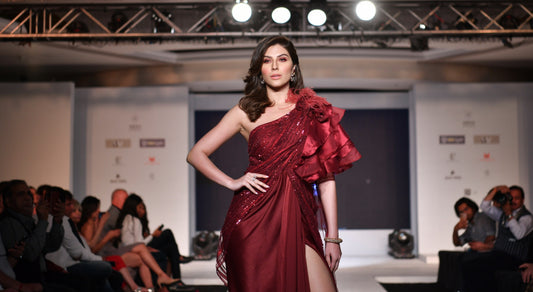 Elnaaz Norouzi in Wine Drape Saree