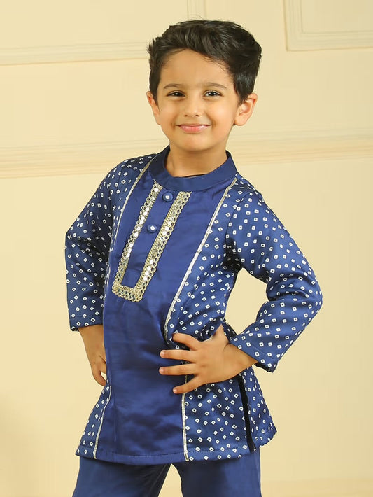 Royal Blue Bandhni Kurta set