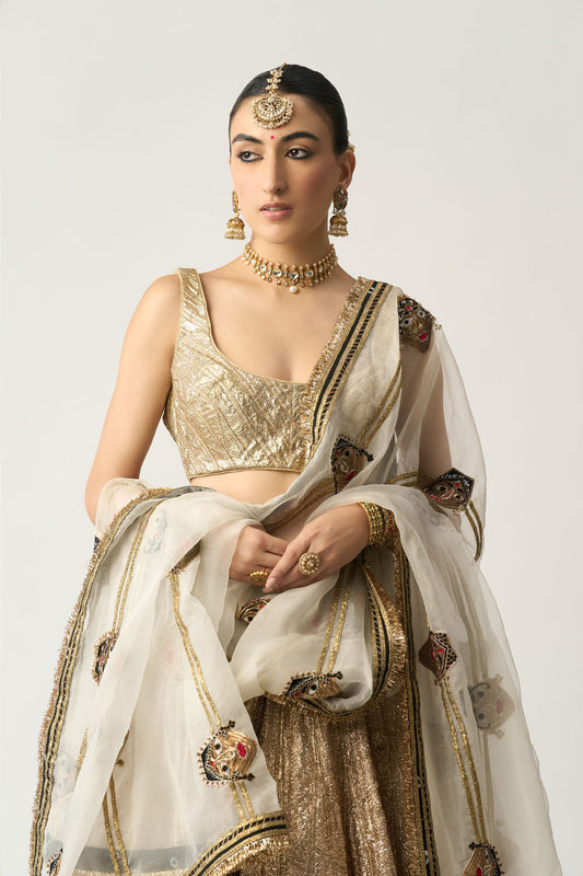 Safed Katputli Chandi Lehenga Set