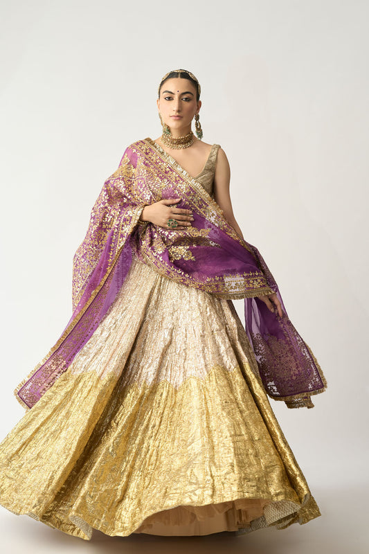 Bengani Dupatta Dhoop Chao Sona Chandi Lehenga Set
