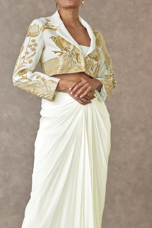 Ivory Son-Chidiya Cropped Blazer Set