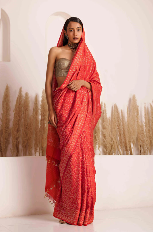 Ishwari Saree Red and Gold