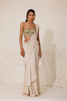 Ivory Godet Alabaster Saree