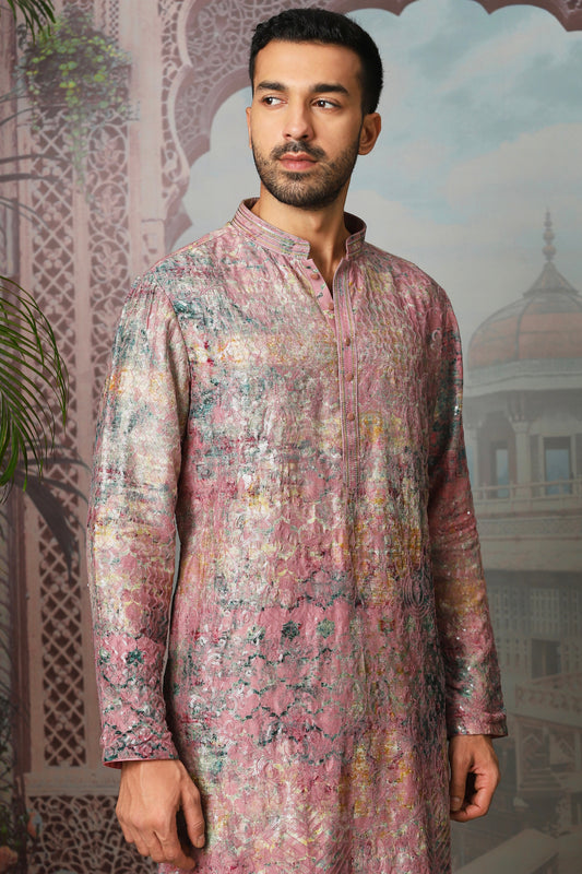 Rosewood Bloom Sequin Embroidered Kurta Set