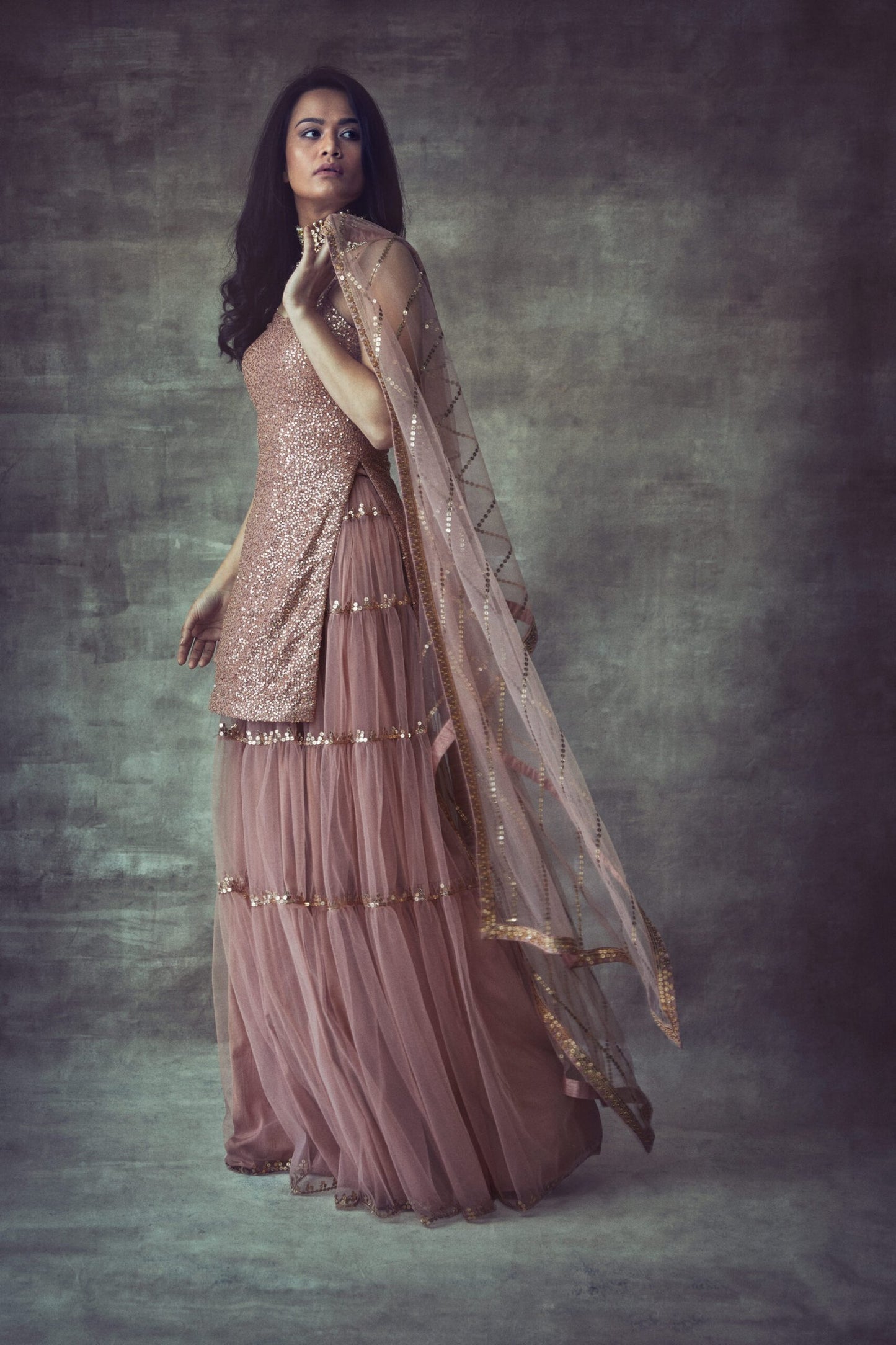 Light Brown Spaghetti Sharara Set