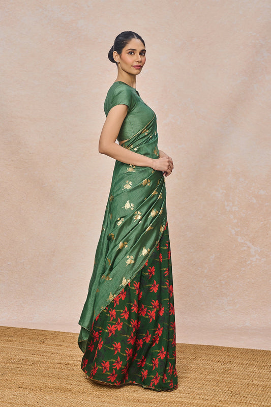 Sage Green Irisbud Saree