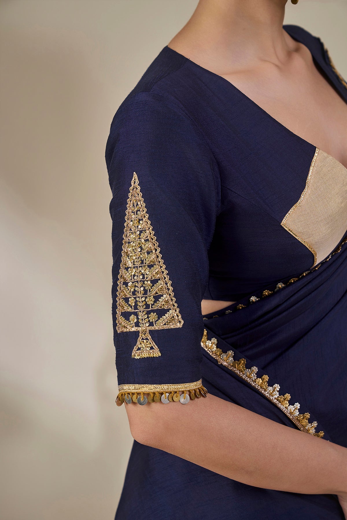 Blue Backwater Postcard Stripe Saree