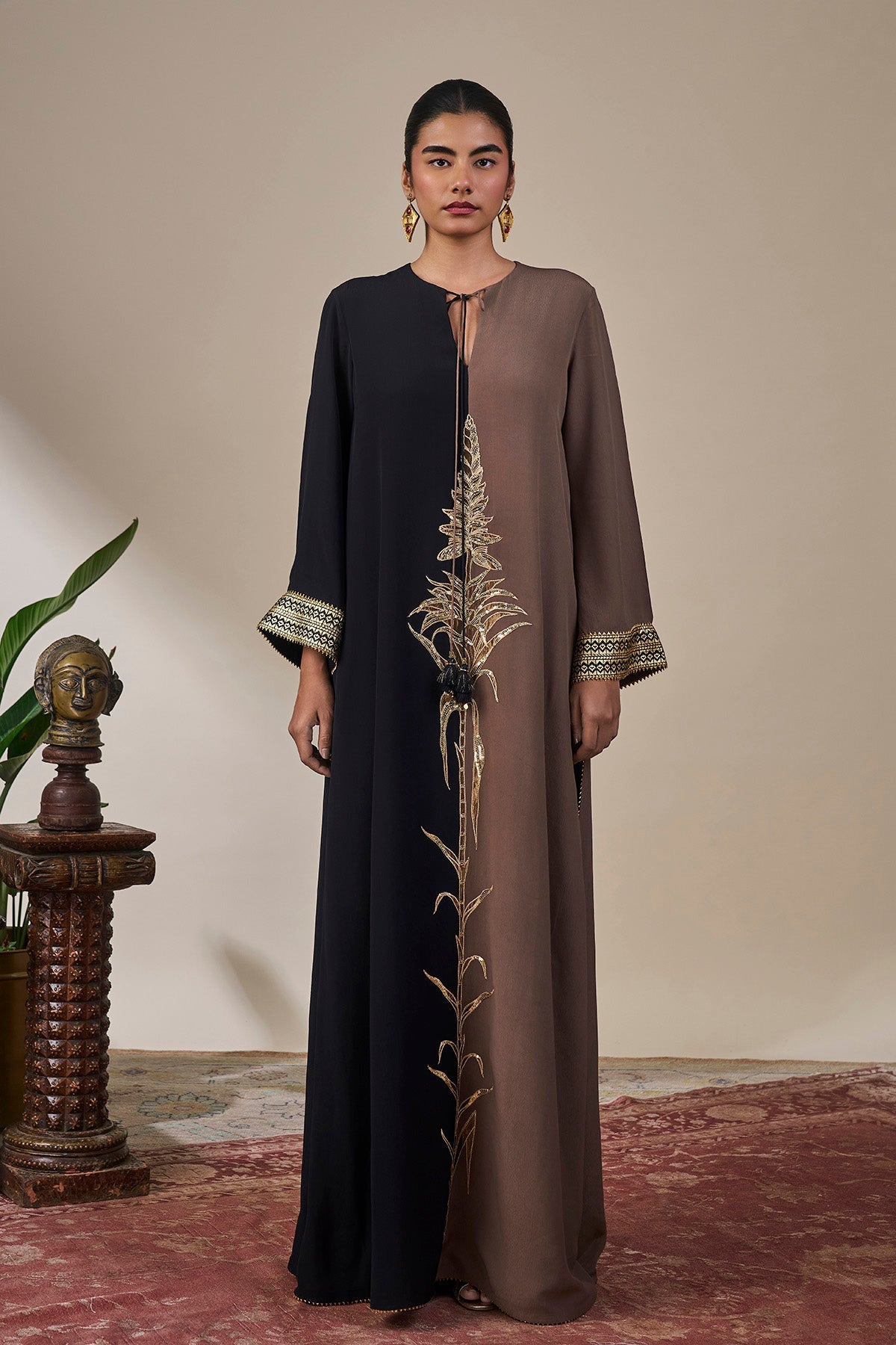 Black & Brown Shaahi Bloom Kaftan Kurta