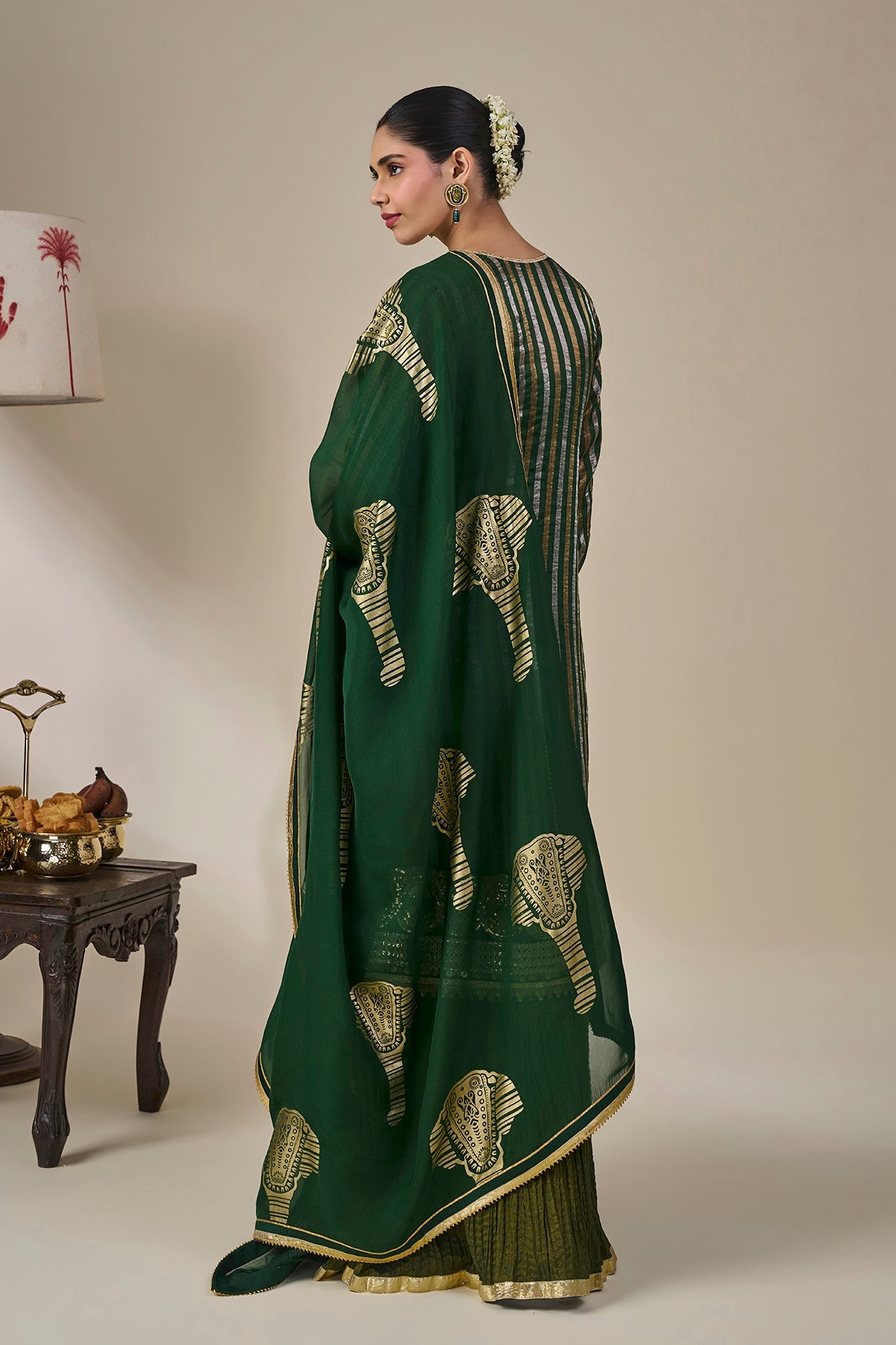 Green Kera Palm Anarkali Set
