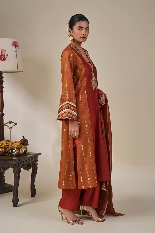 Rust Celestial Moonfall Kurta Set