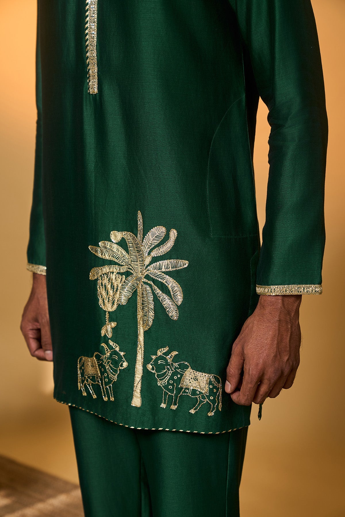 Green Tropical Nandi Kurta Set