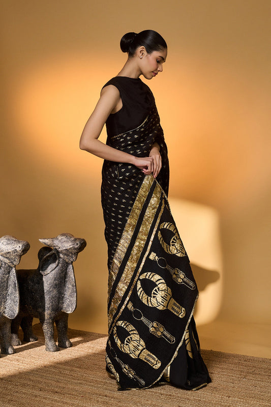 Black Tribal Mask Saree