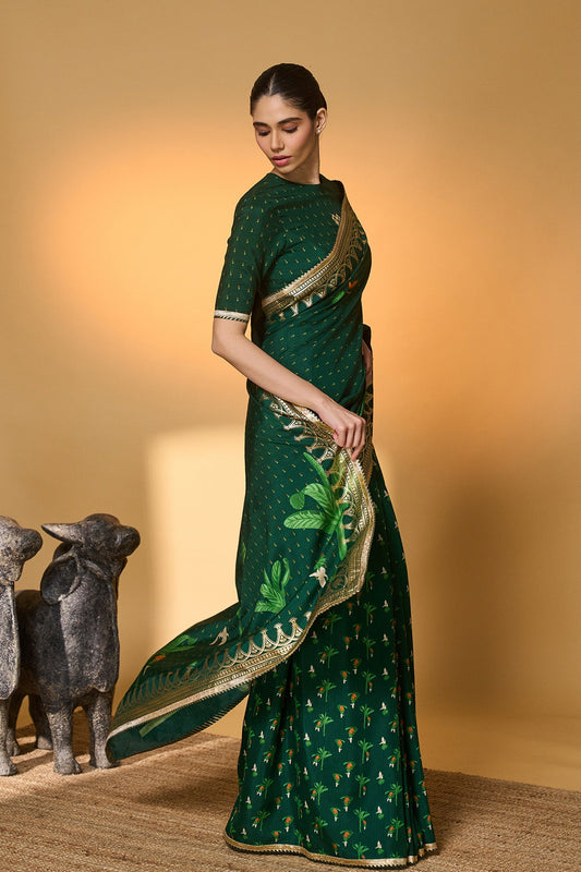 Green Tropical Amber Arches Saree