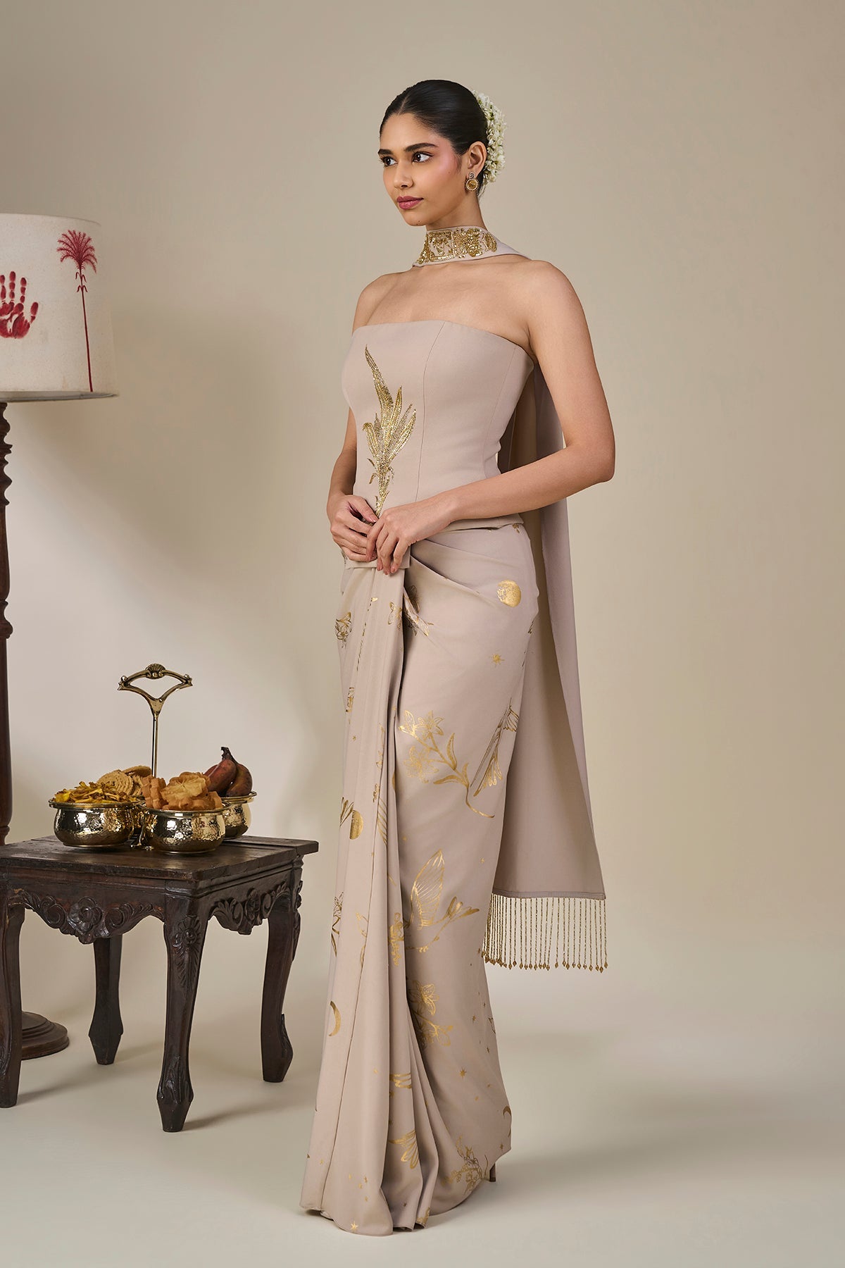 Grey Cosmic Birdsong Corset Set