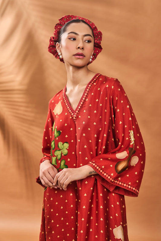 Rust Spade Blossom Kaftan