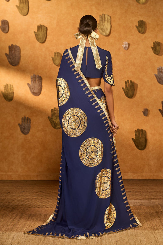 Mocha And Sapphire Moonfish Saree