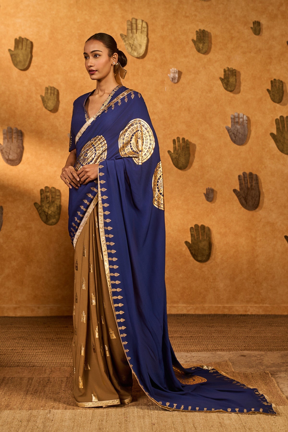 Mocha And Sapphire Moonfish Saree