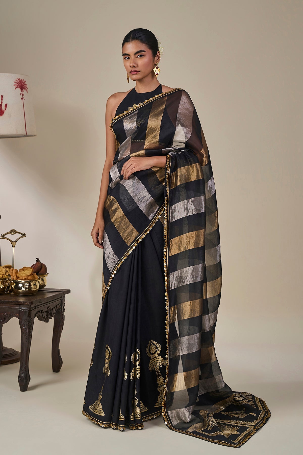 Black The Glided Lantern Saree