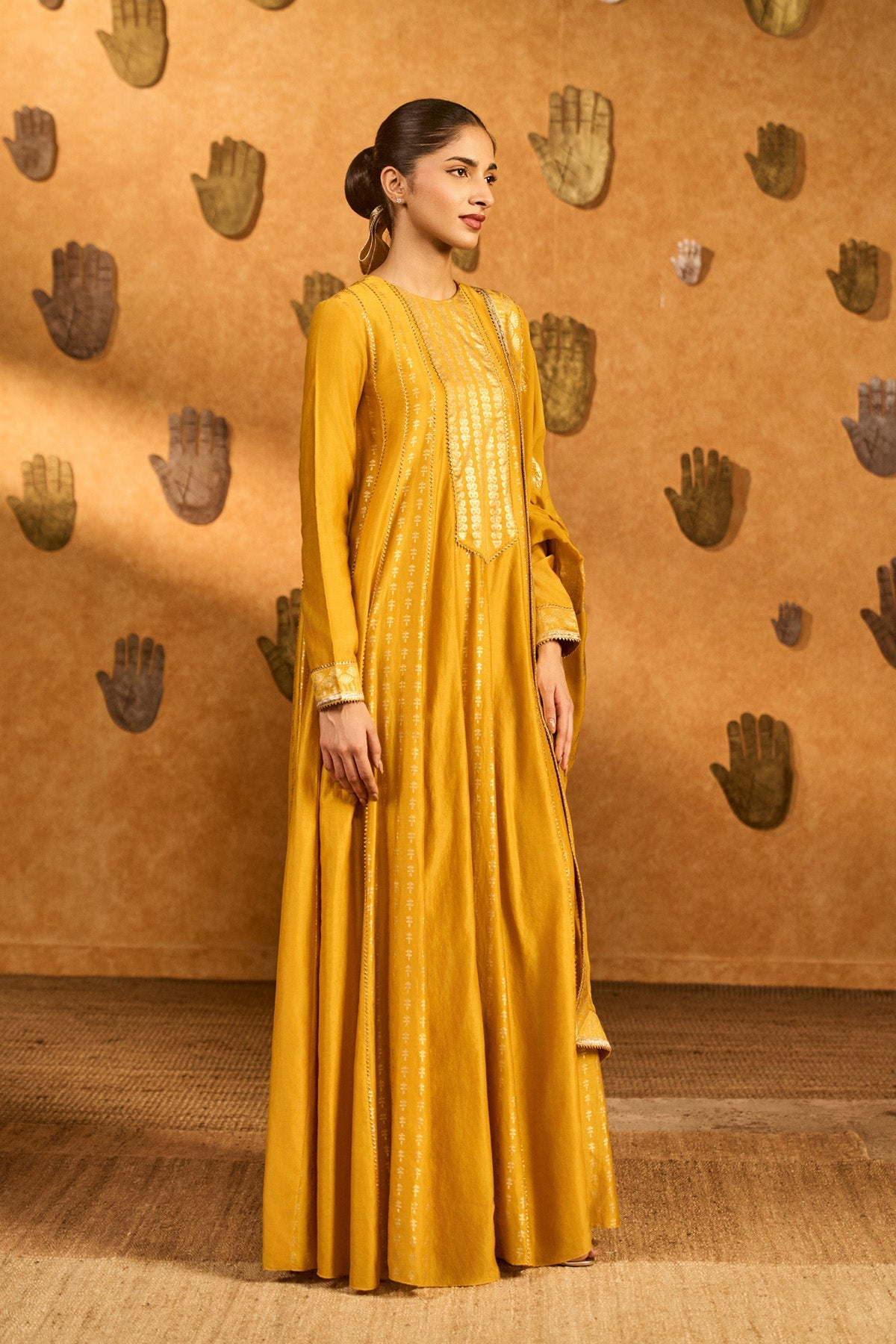 Ochre Snow Light Anarkali Set