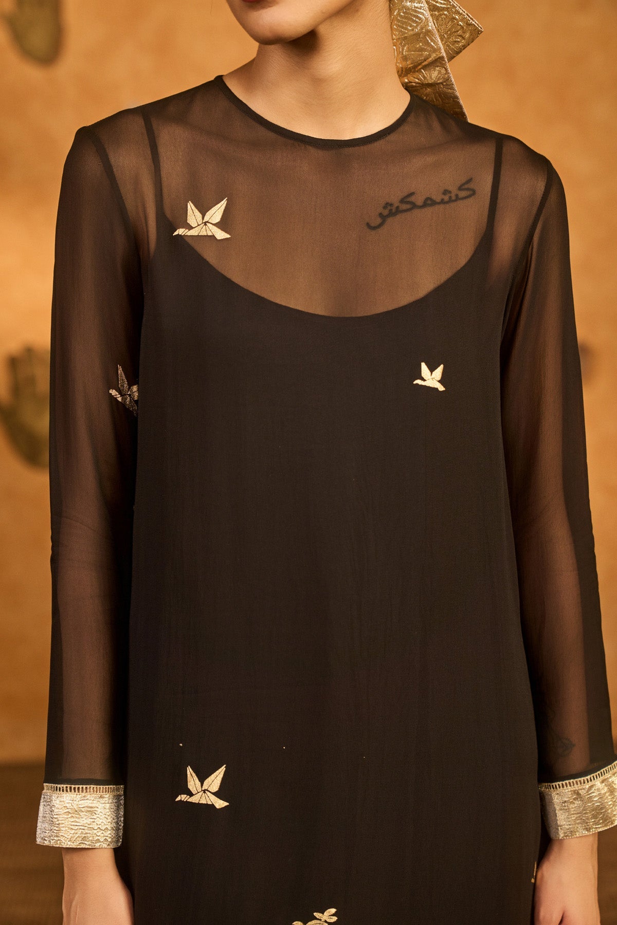 Black Stillwater Bloom Anarkali Set