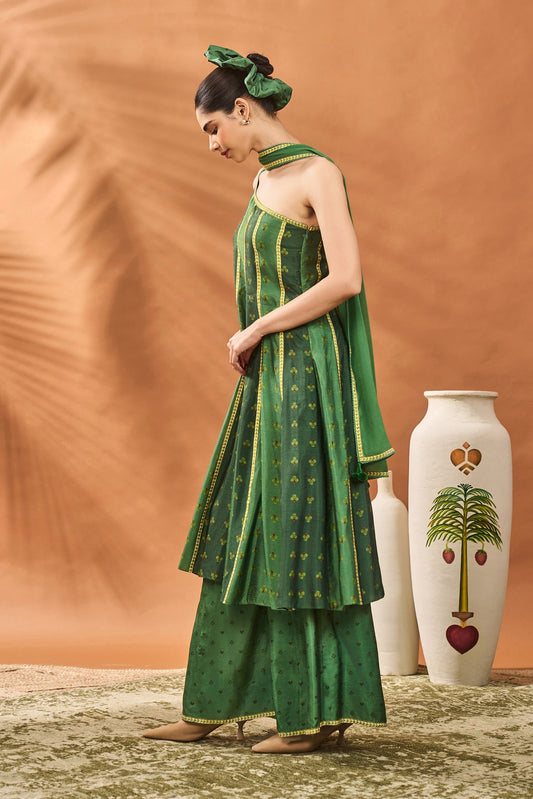 Green Petal Play Anarkali Set