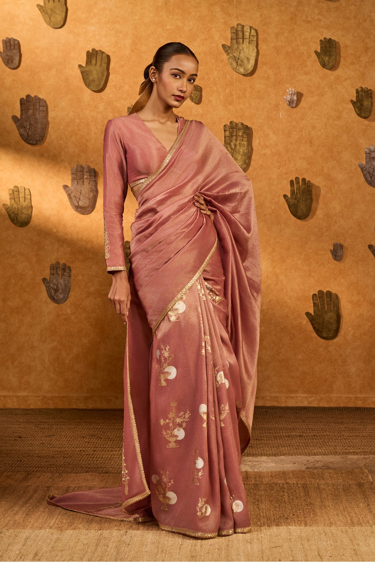 Mauve Moon Garden Tissue Saree