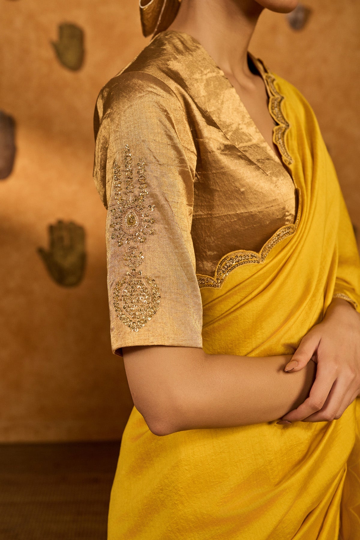 Yellow Bird Tales Saree