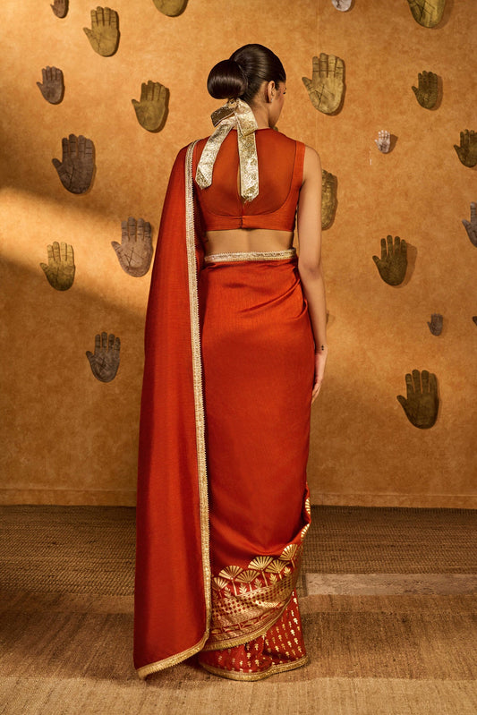 Rust Snow Light Saree