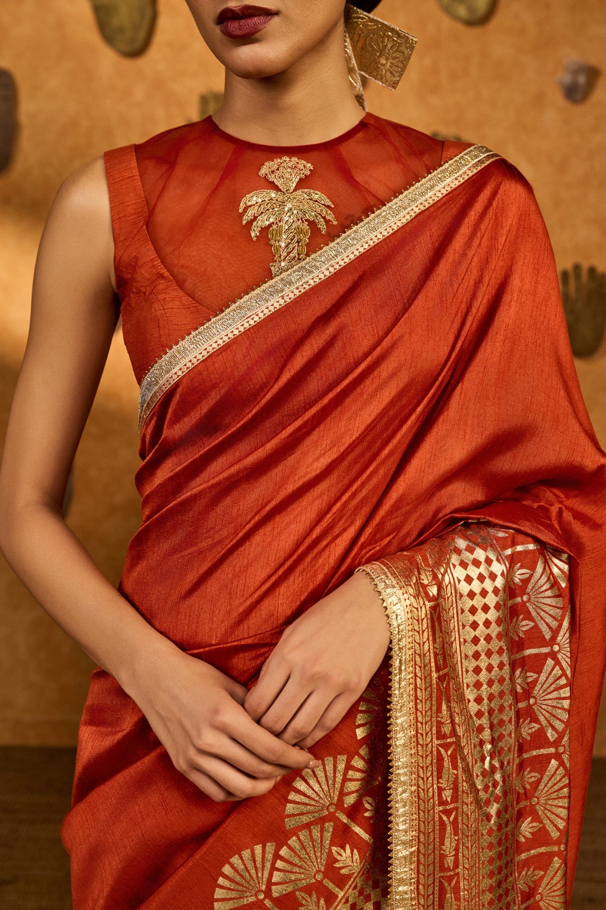 Rust Snow Light Saree