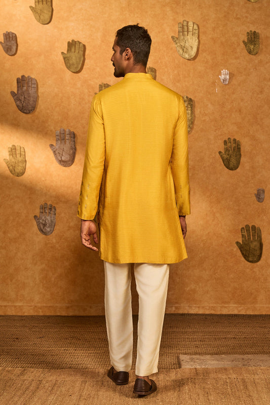 Ochre Trinklet And Pots Kurta Set