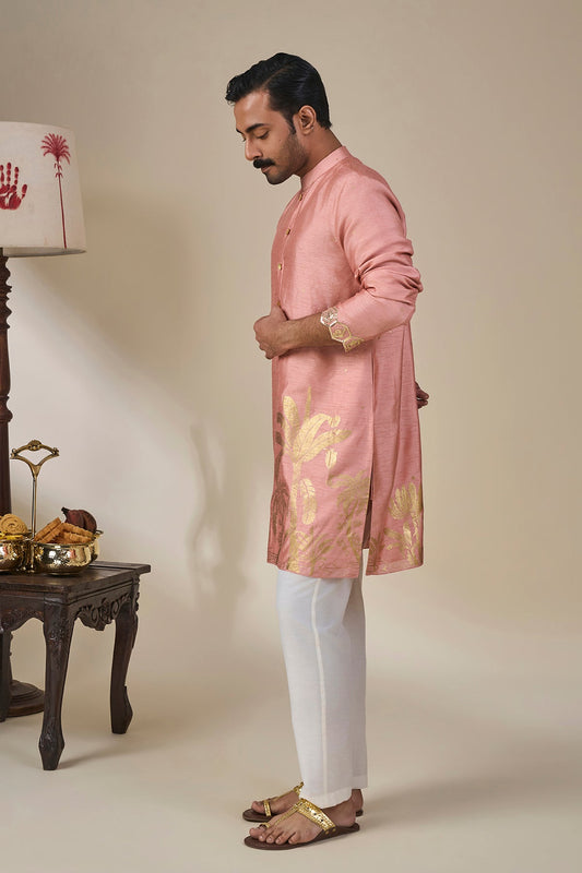 Salmon Pink Backwater Postcard Kurta Set