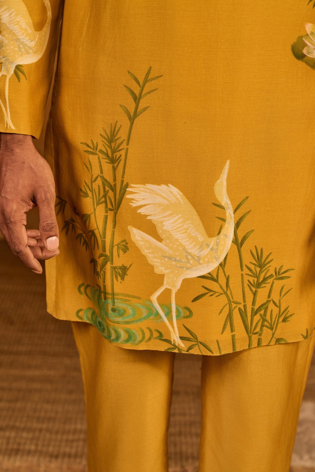 Ochre Bamboo Grove Menswear Kurta Set