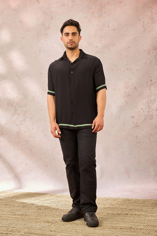 Black Tropical Print Shirt
