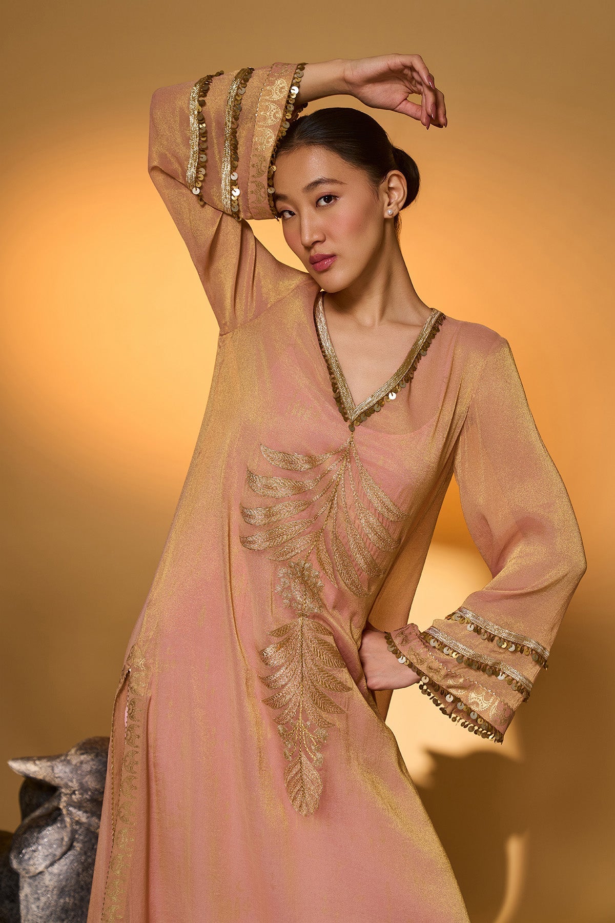 Baby Pink Moonfield Embroidered Kurta