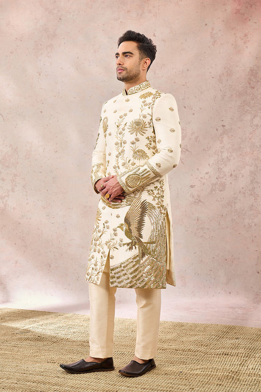 Ivory Bagh E Bahar Sherwani Set