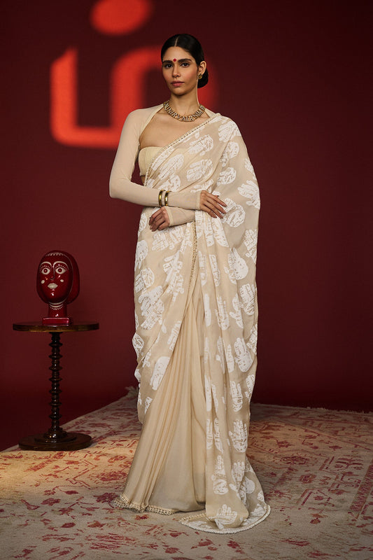 Beige Palm Saree